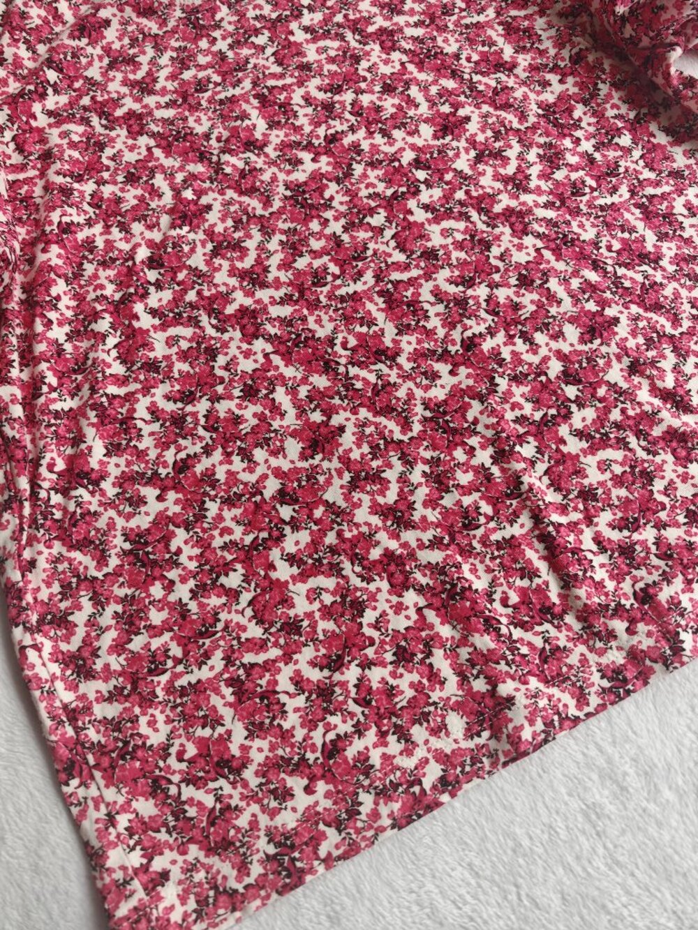 ZARA Floral Puff Sleeve Top Red Pink Fitted Blouse Size M Romantic Cottagecore S - Picture 5 of 11